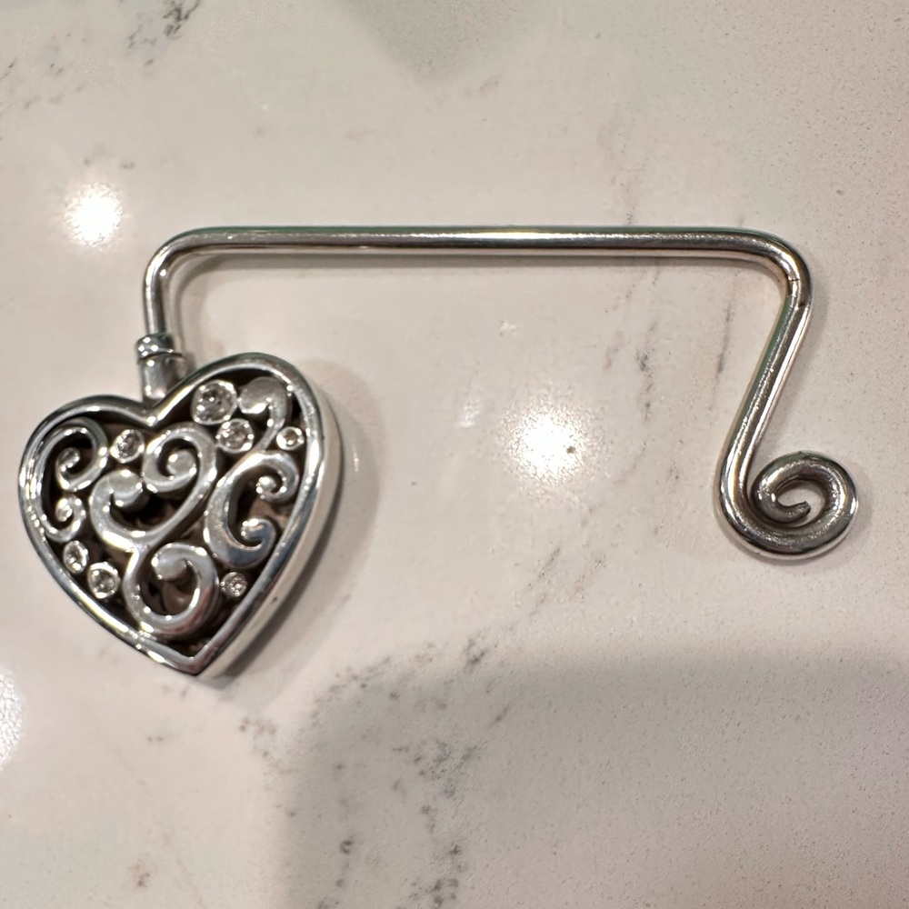 Brighton Handbag Hook, Rhinestone Heart Purse Hook - Picture 3 of 5